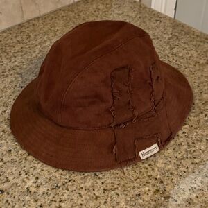 Hennessy H Logo Bucket Hat Brown Burnt Orange Solid Casual Cotton Outdoor